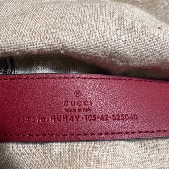 NWOT Authentic Gucci GG Marmont Leather Belt W/Burgundy Ceramic Buckle Size 105 - Picture 10 of 11